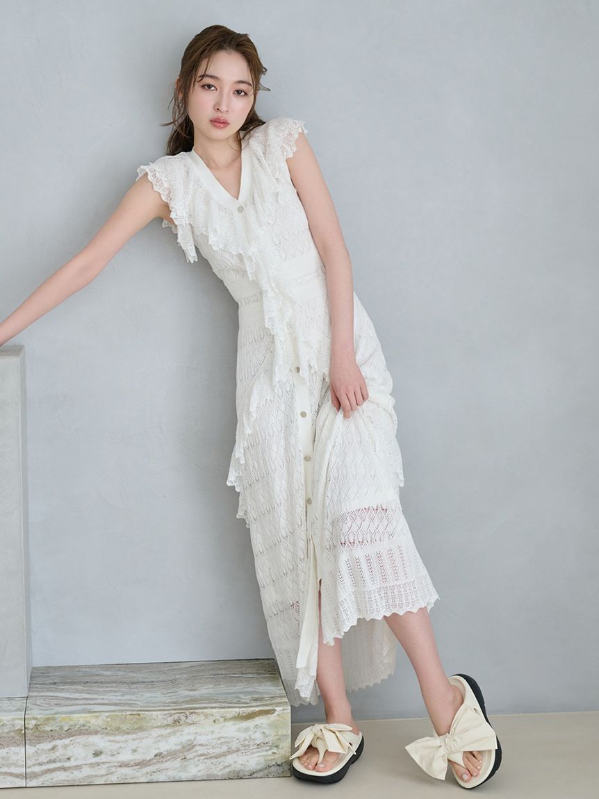 FRAY I.D「ラッフルレースニットワンピース」|ワンピース|