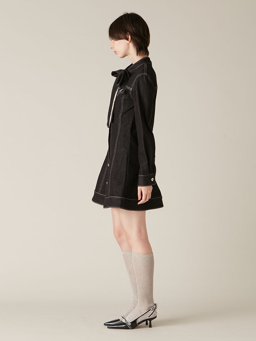 LILY BROWN「ボウタイデニムミニワンピース」|ワンピース|