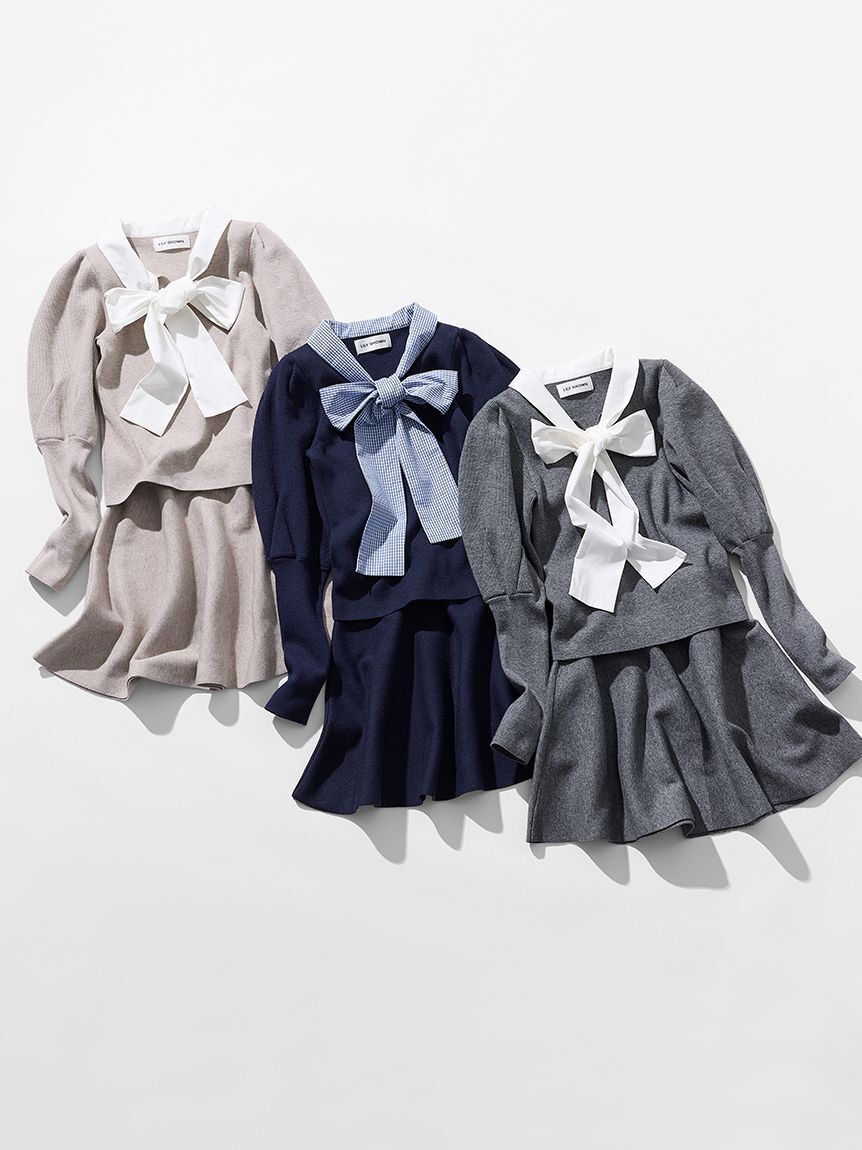 LILY BROWN「ボウタイニットセットアップ」|ワンピース|