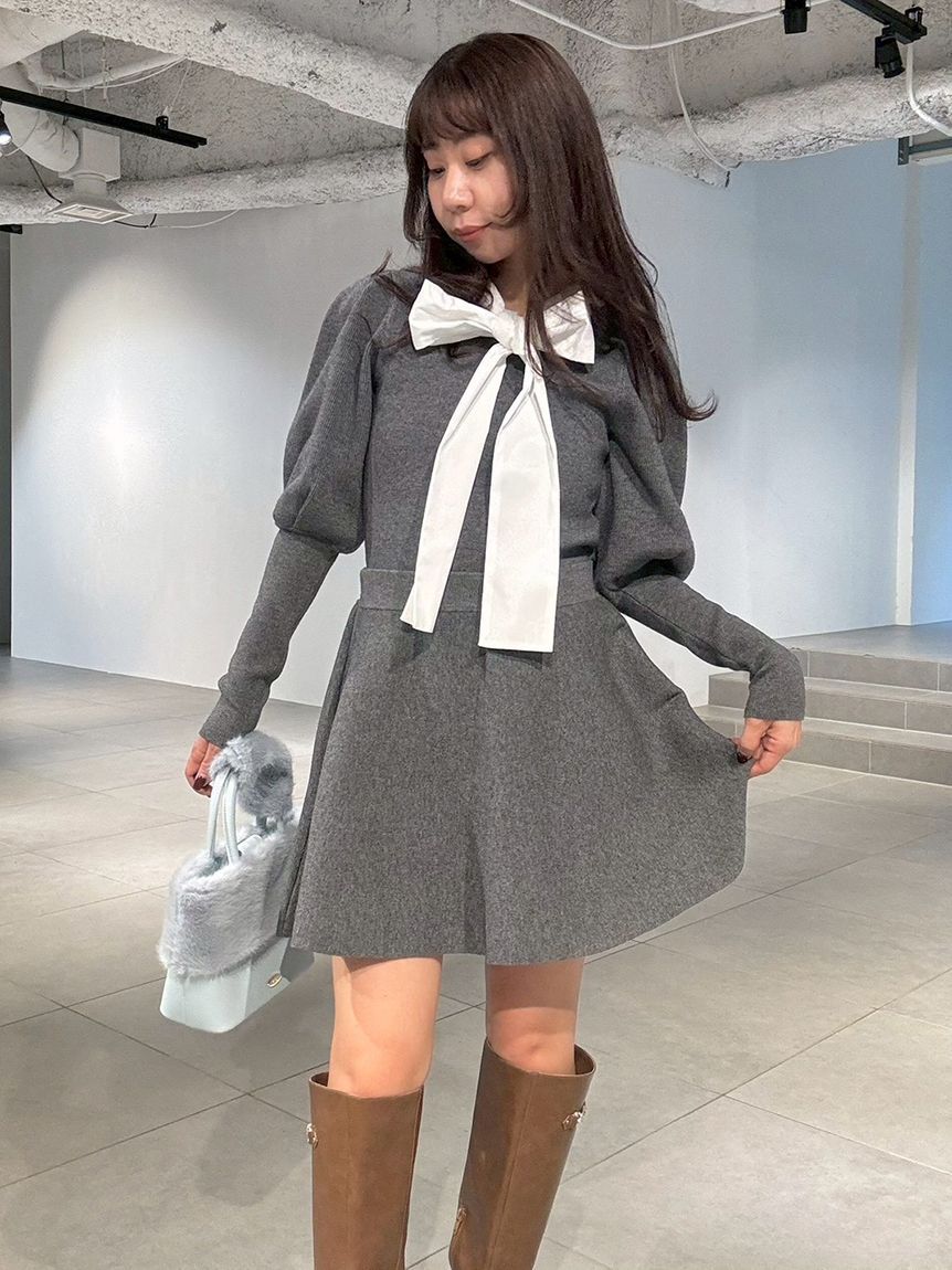 LILY BROWN「ボウタイニットセットアップ」|ワンピース|