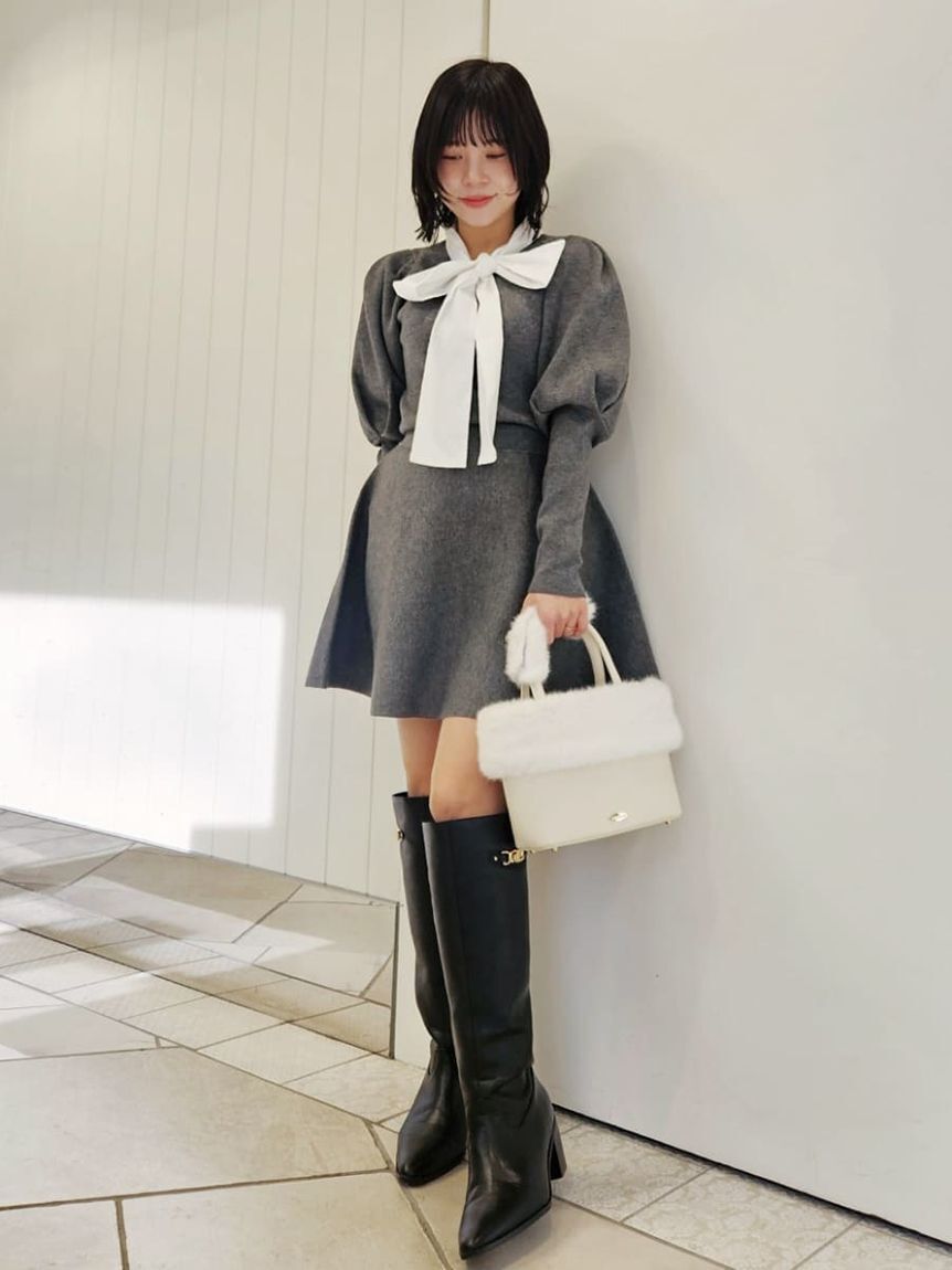 LILY BROWN「ボウタイニットセットアップ」|ワンピース|