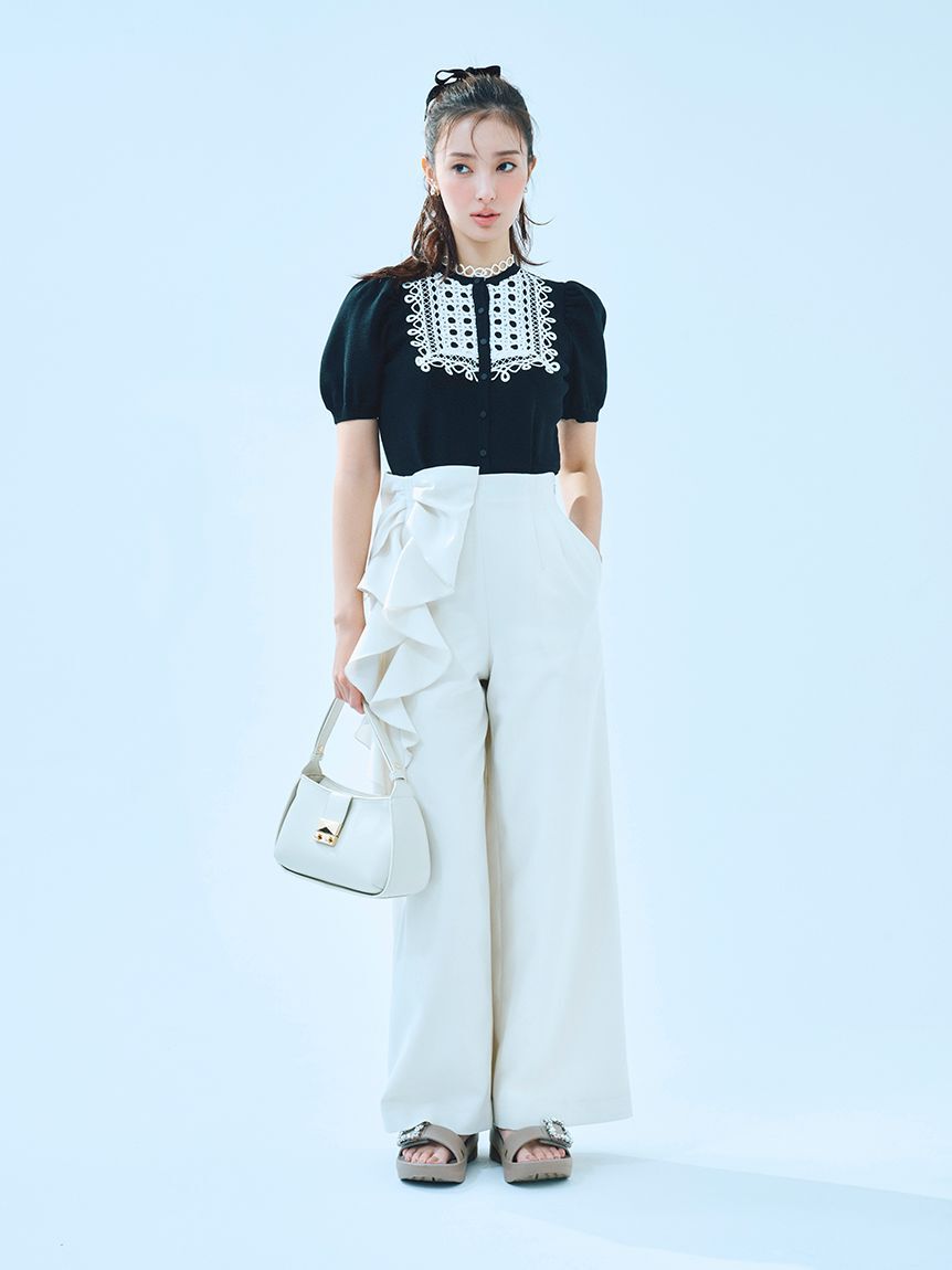 CELFORD「【洗える】リボンワイドパンツ」|チノ|IVR