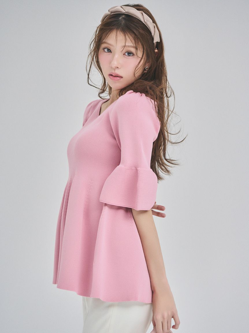 CELFORD「【洗える】ベルスリーブペプラムニットプルオーバー」|ニット・セーター|