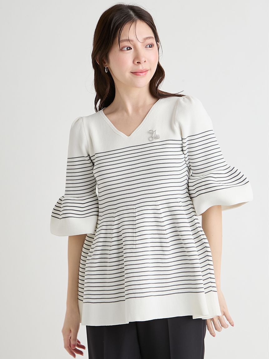 CELFORD「【洗える】ベルスリーブペプラムニットプルオーバー」|ニット・セーター|