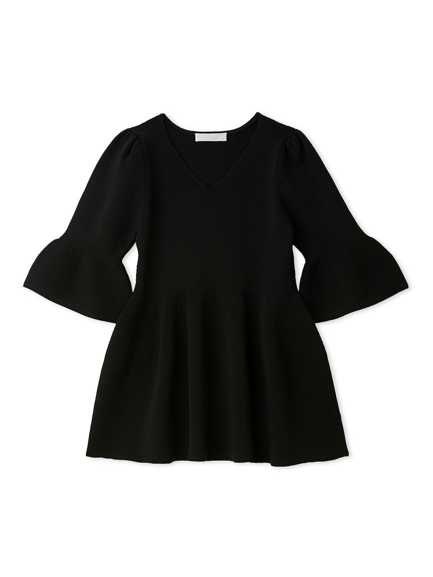 CELFORD「【洗える】ベルスリーブペプラムニットプルオーバー」|ニット・セーター|BLK