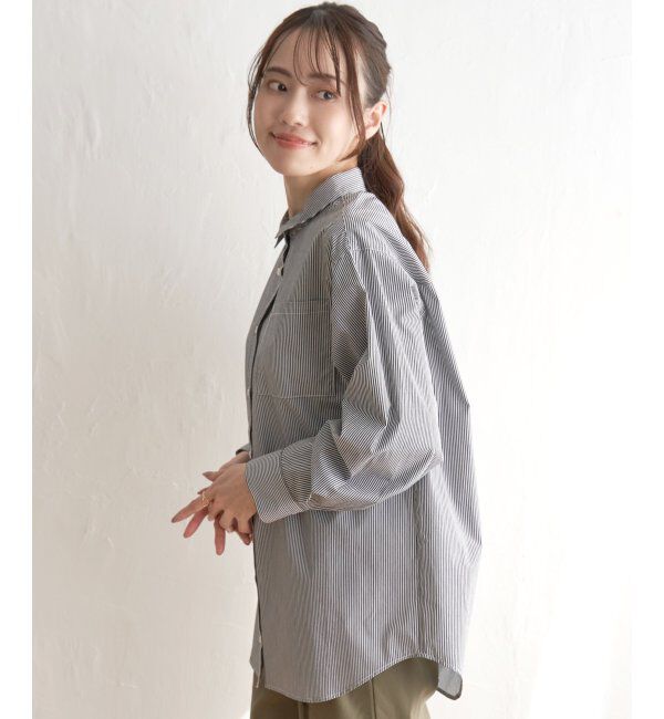 ikka「ストライプ長袖シャツ」|シャツ・ブラウス|