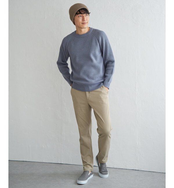 ikka「ウォッシャブル畦クルーネックニット」|プルオーバー|