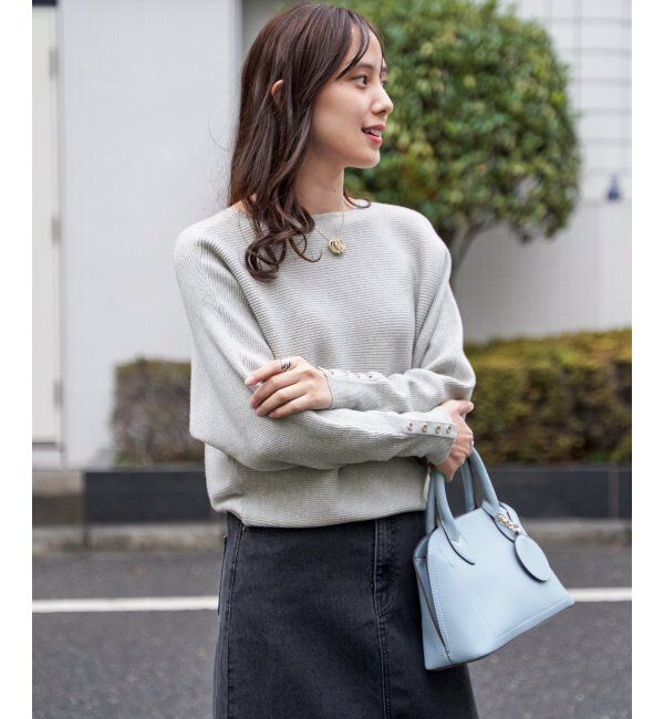 IKKA LOUNGE「横リブドルマンラメニットプルオーバー」|プルオーバー|グレー