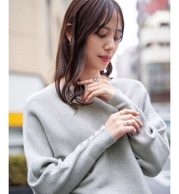 IKKA LOUNGE「横リブドルマンラメニットプルオーバー」|プルオーバー|