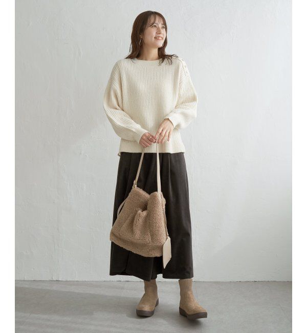 ikka「片ボタン変形リブニットプルオーバー」|プルオーバー|