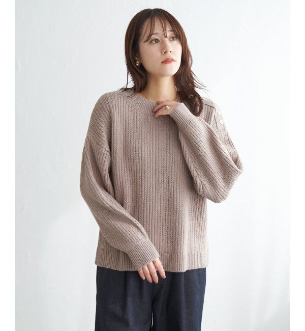 ikka「片ボタン変形リブニットプルオーバー」|プルオーバー|