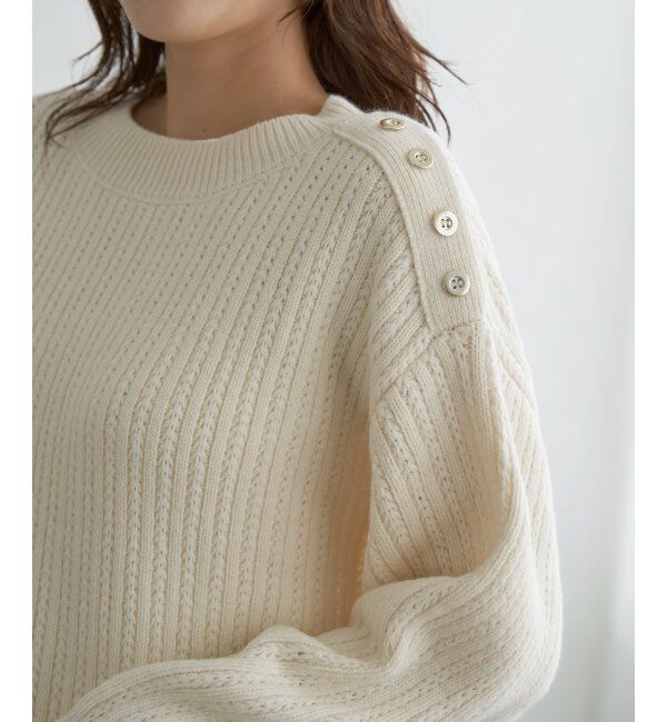 ikka「片ボタン変形リブニットプルオーバー」|プルオーバー|
