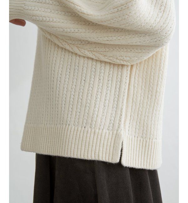 ikka「片ボタン変形リブニットプルオーバー」|プルオーバー|