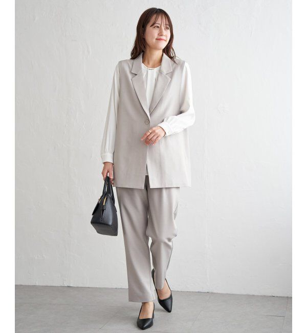 IKKA LOUNGE「【フォーマル対応】ジレセットアップ3点セット」|ドレス|グレージュ