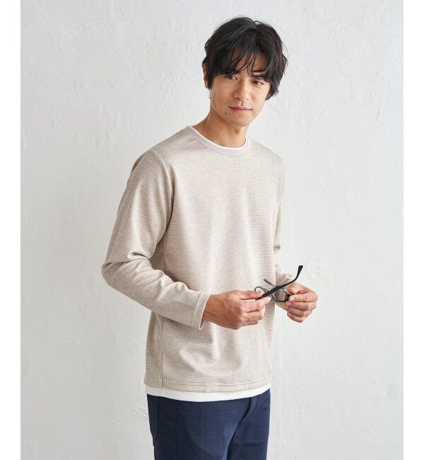 ikka「【雑誌MonoMax4月号掲載】速乾ピケレイヤードロンT「小泉孝太郎さん着用モデル」」|Tシャツ・カットソー|