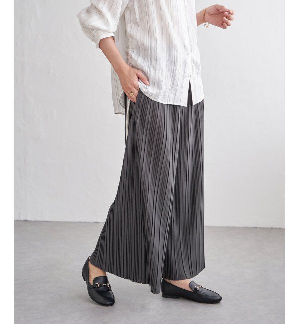 ikka「【雑誌InRed4月号掲載】カットプリーツワイドパンツ【親子コーデ】」|キュロット|