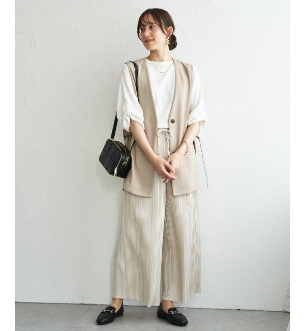 ikka「ノーカラーサイドベルトジレ」|ダウンベスト・ベスト|