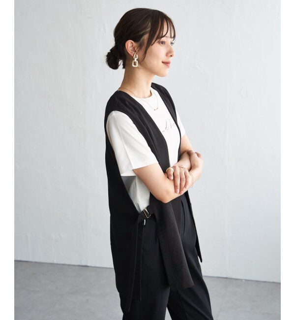 ikka「ノーカラーサイドベルトジレ」|ダウンベスト・ベスト|