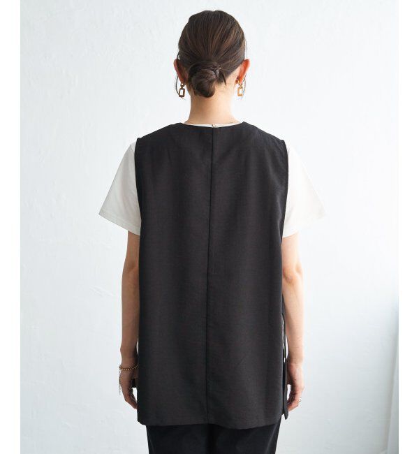 ikka「ノーカラーサイドベルトジレ」|ダウンベスト・ベスト|