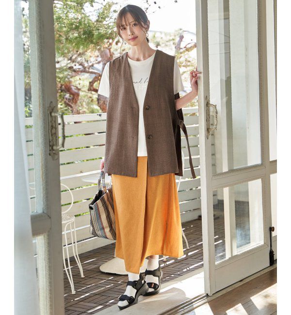 ikka「ノーカラーサイドベルトジレ」|ダウンベスト・ベスト|