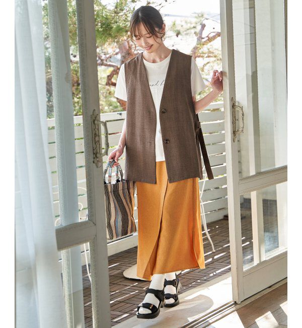 ikka「ノーカラーサイドベルトジレ」|ダウンベスト・ベスト|