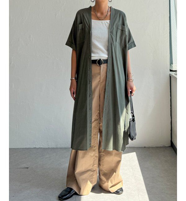 Lbc with Life「ダブルポケットVネックシャツワンピース」|ワンピース|