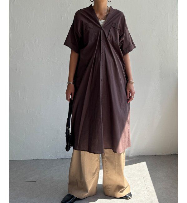 Lbc with Life「ダブルポケットVネックシャツワンピース」|ワンピース|