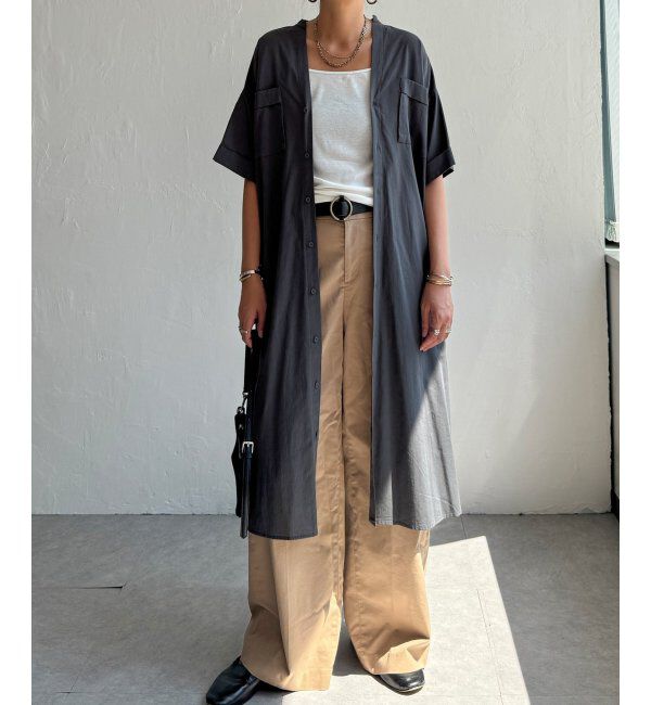 Lbc with Life「ダブルポケットVネックシャツワンピース」|ワンピース|