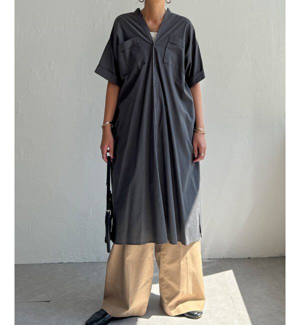 Lbc with Life「ダブルポケットVネックシャツワンピース」|ワンピース|
