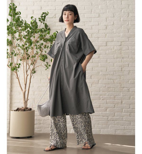 Lbc with Life「ダブルポケットVネックシャツワンピース」|ワンピース|