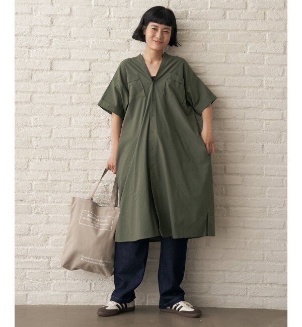 Lbc with Life「ダブルポケットVネックシャツワンピース」|ワンピース|