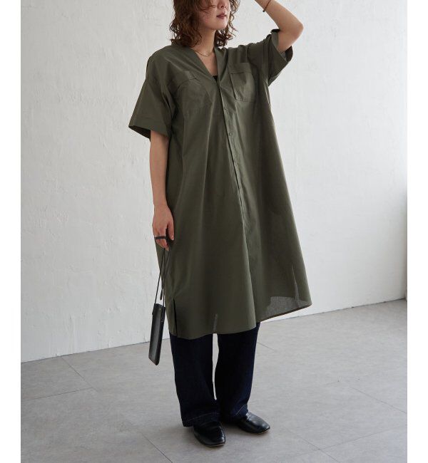 Lbc with Life「ダブルポケットVネックシャツワンピース」|ワンピース|