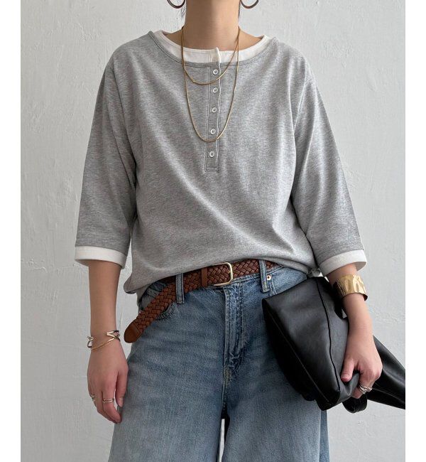 Lbc with Life「ヘンリーネックレイヤー7分袖Tシャツ」|その他|グレー