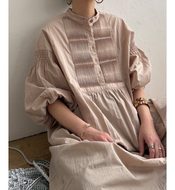 Lbc with Life「エクリュ ピンタックロングワンピース」|ワンピース|グレージュ