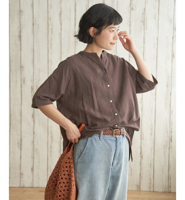 Lbc with Life「リネンコットン5分袖シャツ」|シャツ・ブラウス|