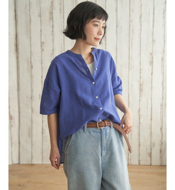 Lbc with Life「リネンコットン5分袖シャツ」|シャツ・ブラウス|