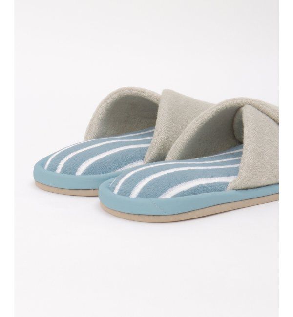 Lbc with Life「クロスパイルスリッパボーダー」|ルームシューズ|