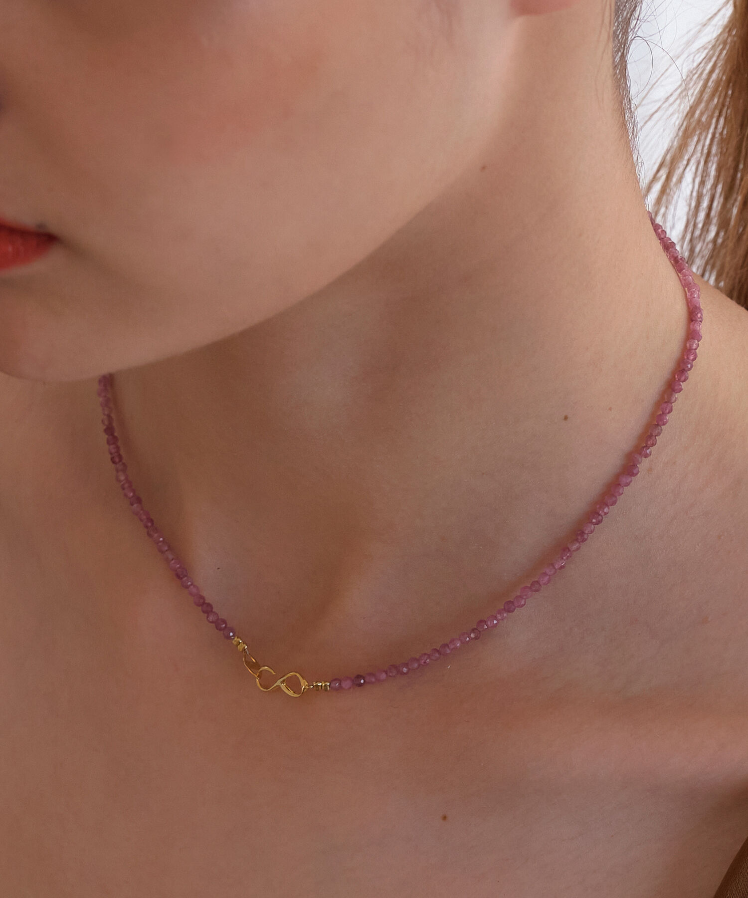 JUPITER「天然石ビーズネックレス/金属アレルギー対応/ニッケルフリー　ピンクトルマリン」|ネックレス|