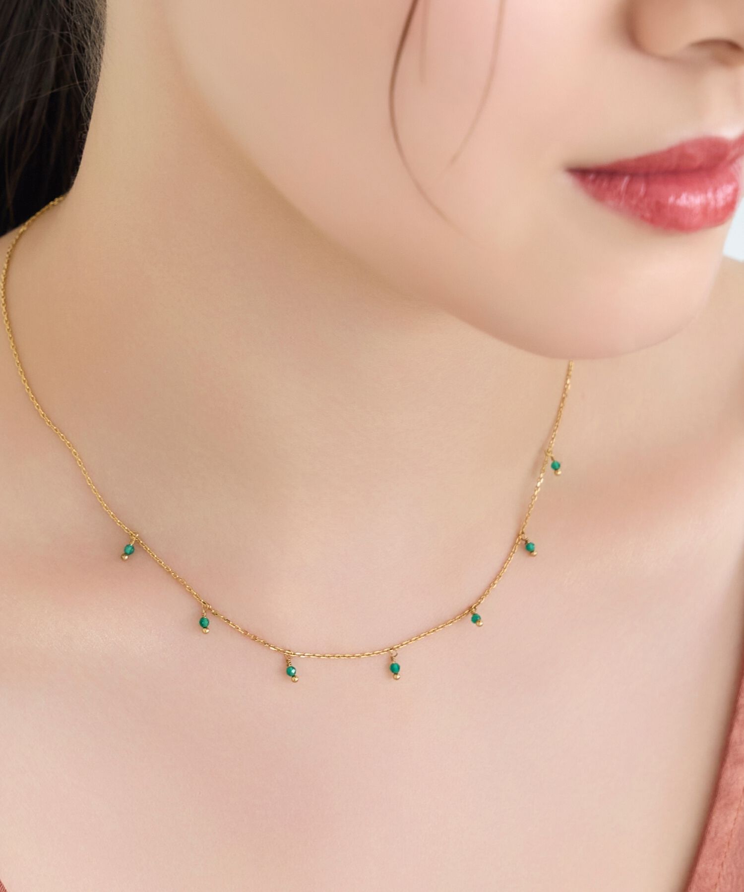 Phoebe「【金属アレルギー対応】カラージェムステーションネックレス/天然石/サージカルステンレス」|ネックレス|