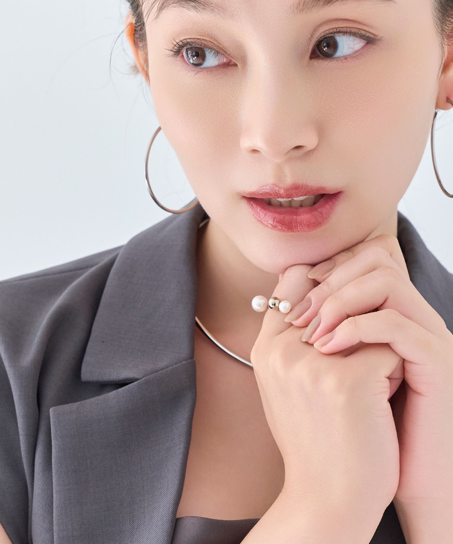 Phoebe「【金属アレルギー対応】ミックスドットリング　シルバー/ニッケルフリー/パール」|リング|