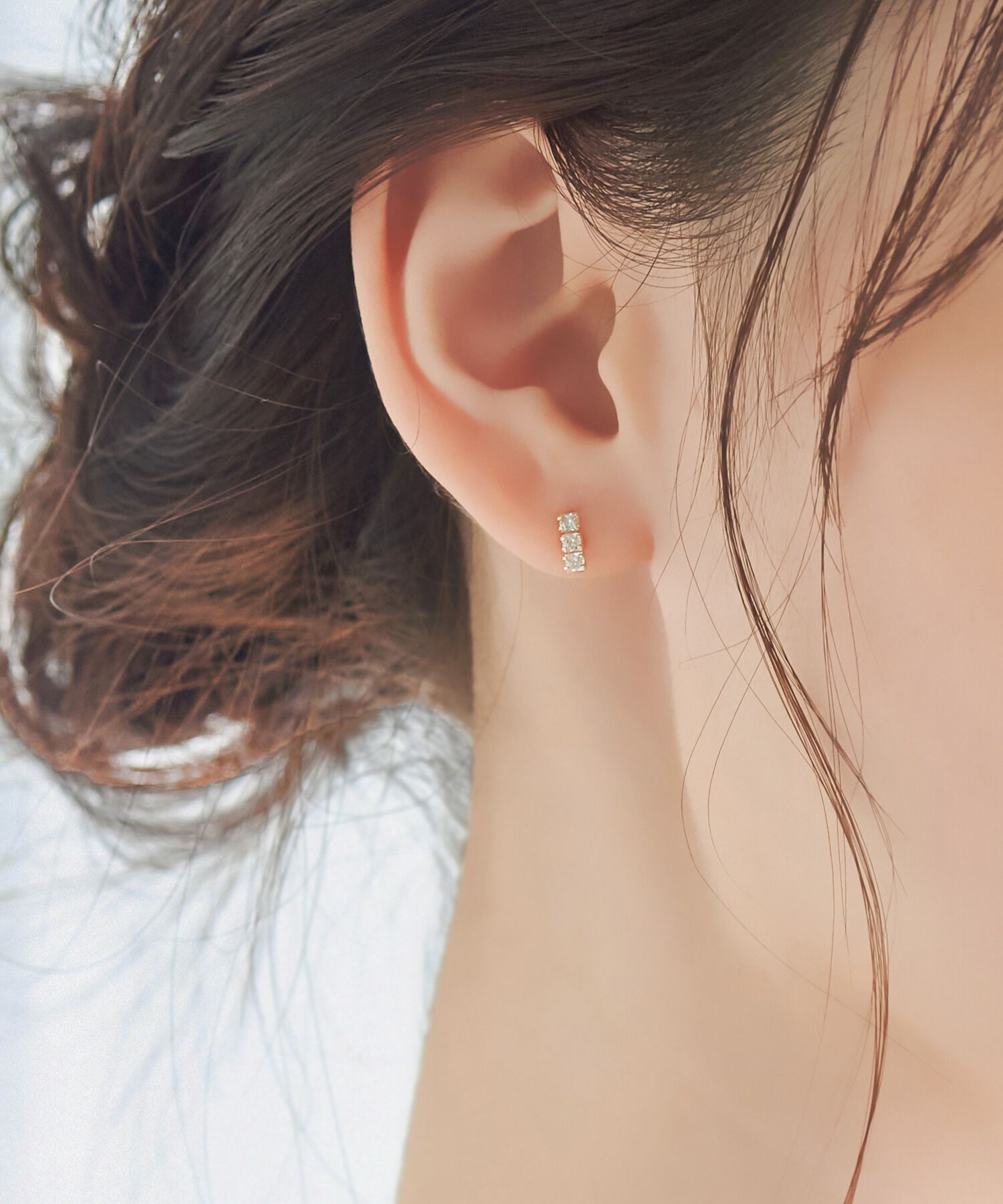 Phoebe「【K10】ストーンバーピアス(片耳)　ゴールド/BOXつき」|ピアス|