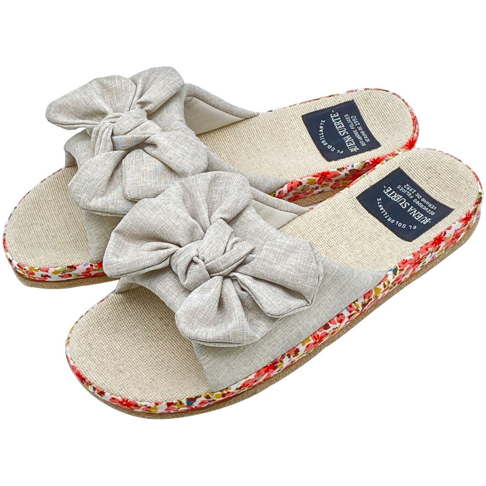 BACKYARD FAMILY「スリッパ おしゃれ 夏用 通販 サマースリッパ 前開きスリッパ レディーススリッパ ルームシューズ」|ルームシューズ|ベージュ1