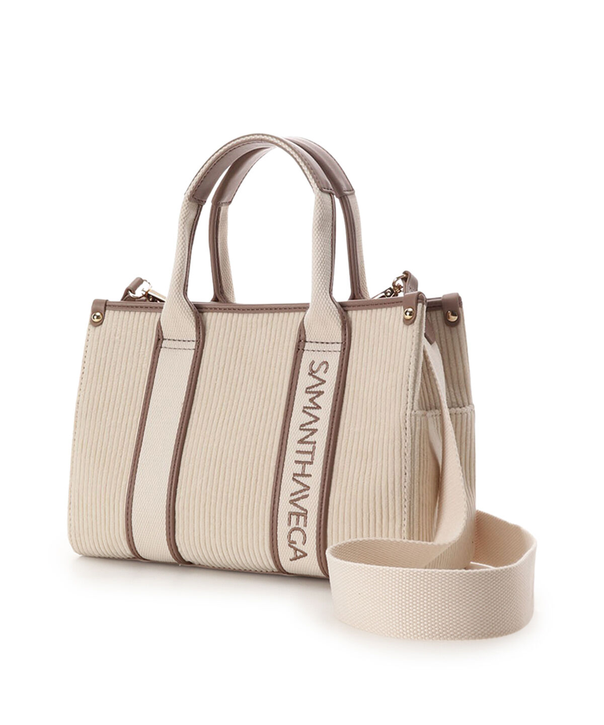 Samantha Vega「ロゴテープコーデュロイトート（小）」|ハンドバッグ|