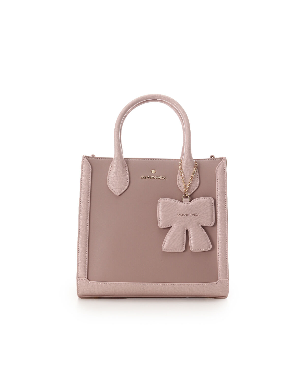 Samantha Vega「リボンチャーム付きスクエアバッグ」|ハンドバッグ|ピンク