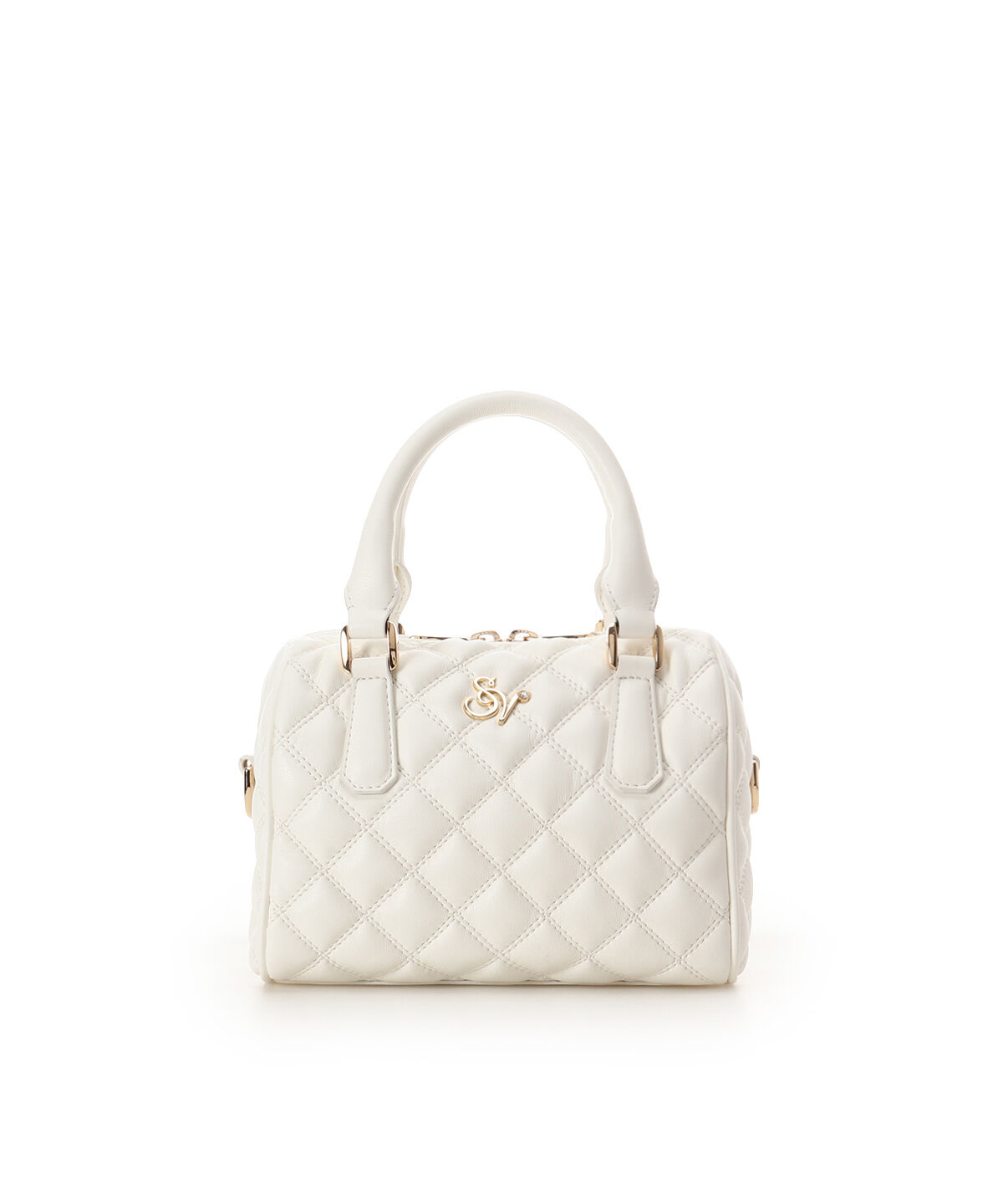 Samantha Vega「ダブルステッチダイヤキルトハンドバッグ」|ハンドバッグ|ホワイト