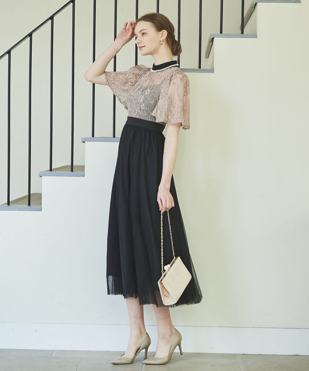 アンドクチュール「コードチュール刺しゅうフレアドレス」|ドレス|