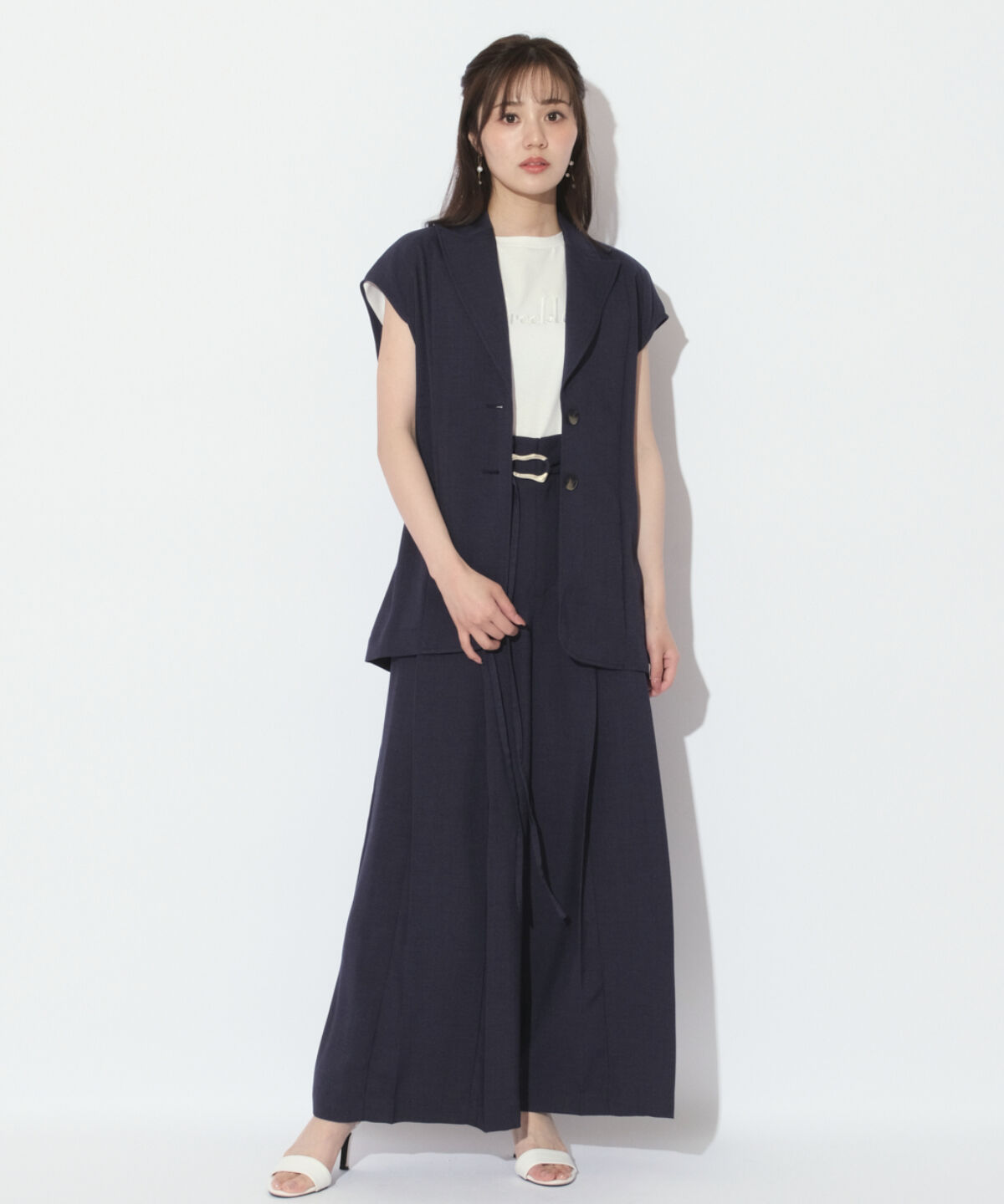 アンドクチュール「麻調プリーツワイドパンツ」|その他|