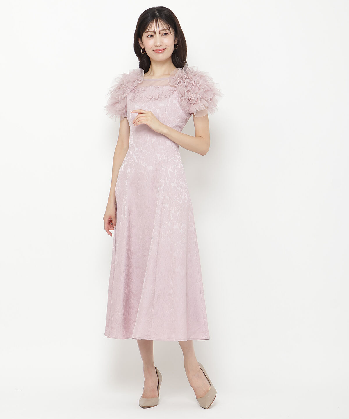 アンドクチュール「フリルチュールショルダーフレアドレス」|ドレス|