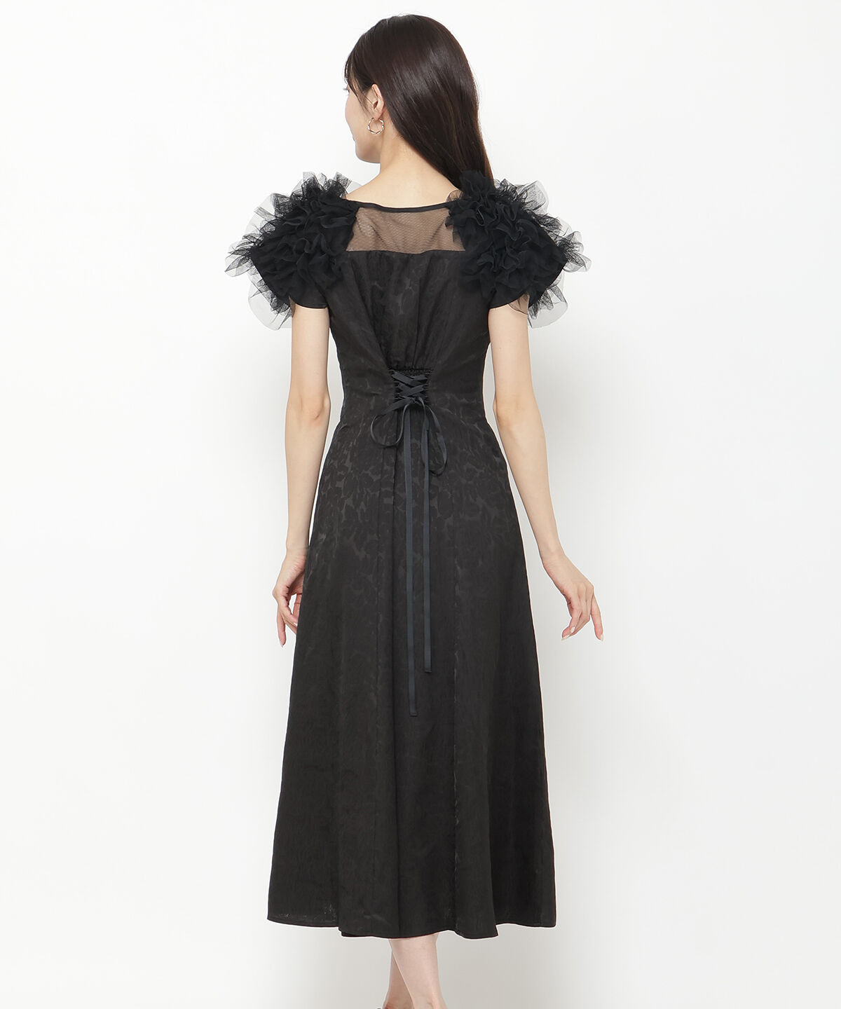 アンドクチュール「フリルチュールショルダーフレアドレス」|ドレス|