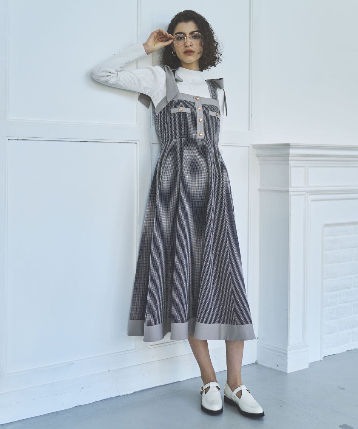 アンドクチュール「ラメツイードジャンスカ」|ジャンパースカート|